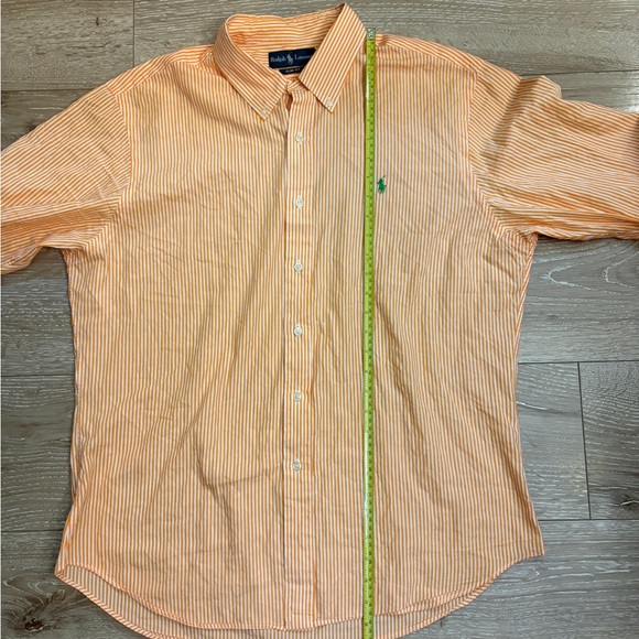 Ralph Lauren Men's Orange Striped Shirt - Picture 5 of 6